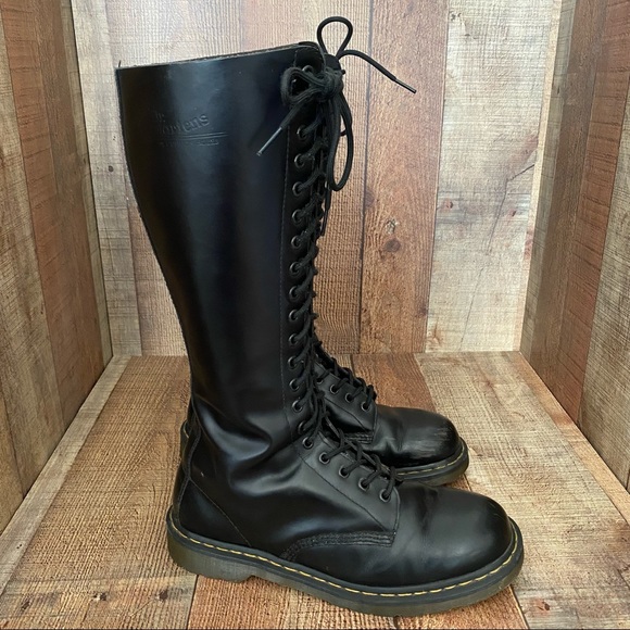 Dr. Martens Shoes | Dr Martens Tall Black Leather Boots Size 1 | Poshmark